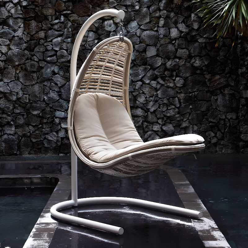 Sepia Alloy Porch Swing with Stand, Upholstered Cushions, Chain, and Stand