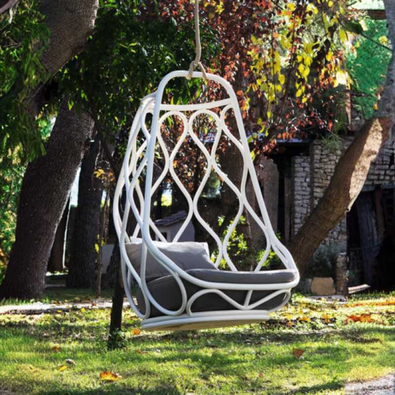 Alloy Porch Swing with Stand, Featuring Upholstered Cushions and Stand