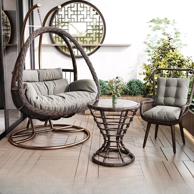 Tropical Aluminum Porch Swing with Stand, Upholstered with Chain and Stand