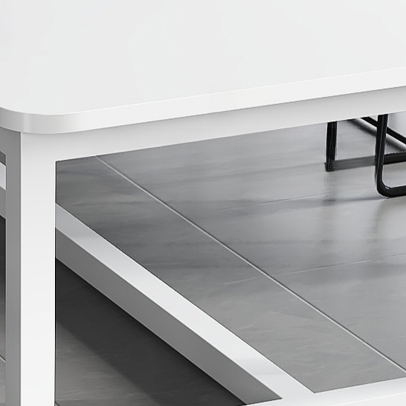 White Simple Office Conference Table with Anti-stain Rectangular Top for 6-person Seat in Manufactured Wood