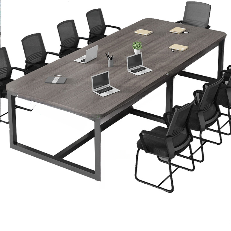 Dove Grey Simple Office Conference Table with Waterproof Rectangular Top for Seats 12+ in Manufactured Wood