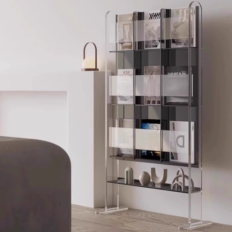 Modern Plastic & Acrylic Magazine Rack with Shelves, 15 in & Above Length, 10 in & Above Height, Unattached