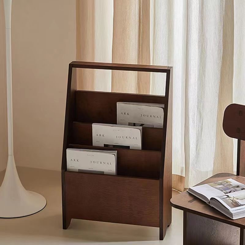 Minimalist 15 in & Above L x 10 in & Above H Composite Wood Magazine Stand with Shelves, Handle and Pocket