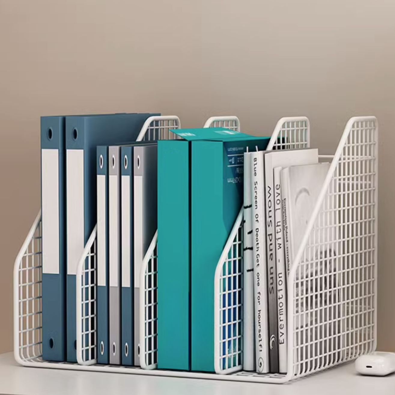 Modern Metal Magazine Rack with 7 To 11 in Length and 7 To 9.9 in Height, Unattached Free Standing with Divider
