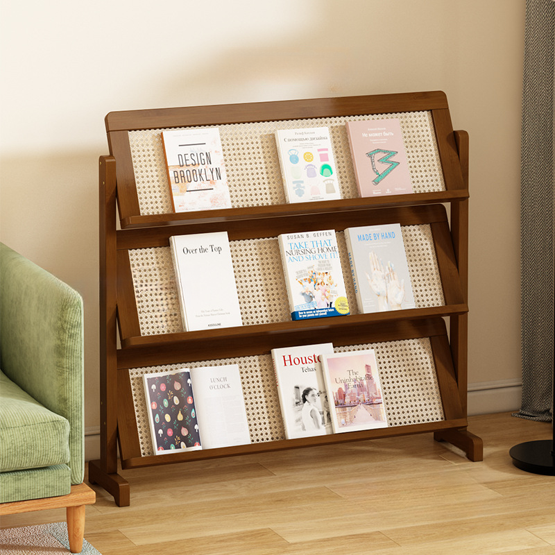 Modern Cocoa Bamboo Magazine Rack with Shelves, 15 in & Above Length, 10 in & Above Height, Unattached