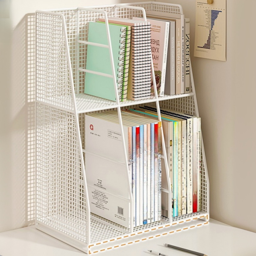 Modern Metal Magazine Rack with 11 To 15 in Length and 10 in & Above Height, Unattached Free Standing with Divider