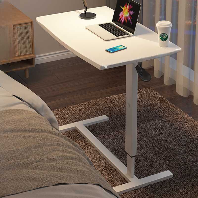 Casual Composite Wood Laptop Cart with Adaptable Height and Swivel Wheels, 1 Outlet