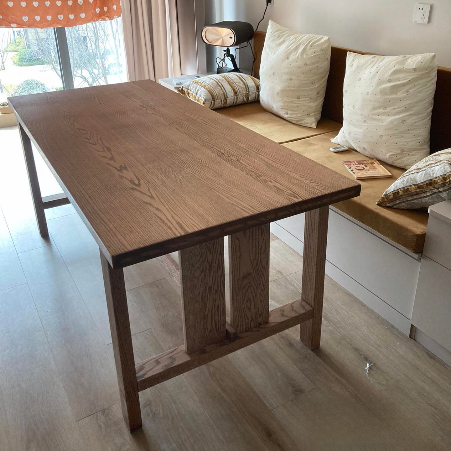 Walnut Minimalist Office Conference Table with Crack-Resistant Rectangular Top for 6-person Seat/Seats 8/10-person Seat in Solid Wood