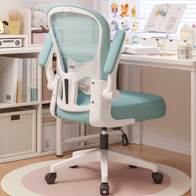 Light Gray Upholstered Studio Chairs with Armrest, Swivel Wheels, Lumbar Support, Flip-Up Armrest, and Adjustable Headrest