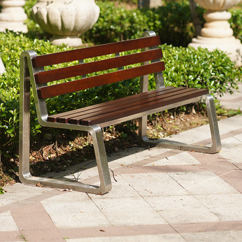 Simple Outdoor Bench with Engineered Wood in Sepia and Back