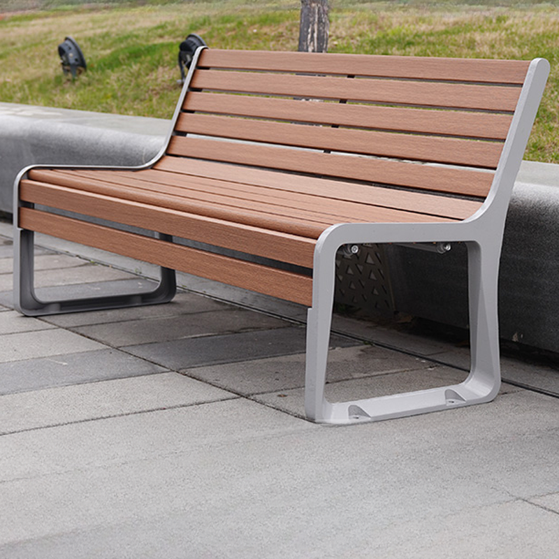 Retro Outdoor Bench Alloy with Back and Curved Seat