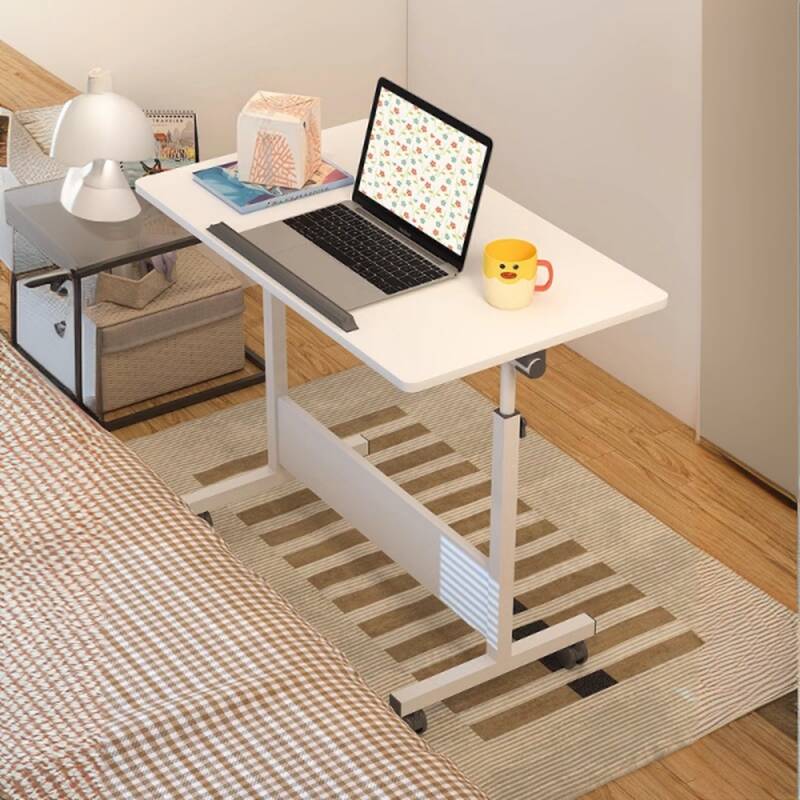 Composite Wood Laptop Cart with Adaptable Height, Pop Up Design, and 4 Casters
