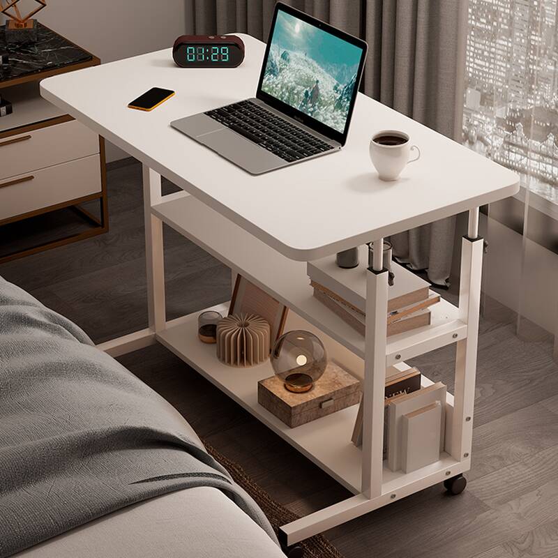Casual Composite Wood Laptop Cart with Lifting Airlift, Swivel Wheels, and Stand Vertical Installation