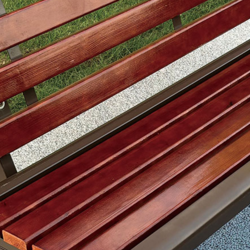 Retro Outdoor Bench with Engineered Wood in Sepia and Back