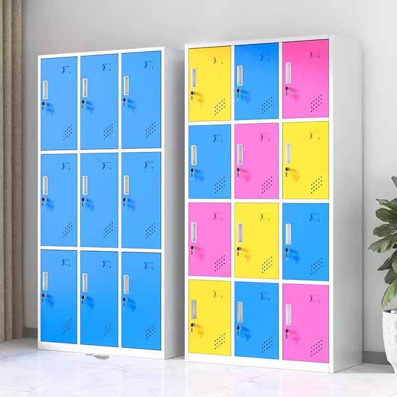 2-layer/3-layer Gym & Locker Room Lockers with Installation Required and Partial Assembly, Key Locking Mechanism, Ventilated Doors, Nine/6/4 Compartments, 3-Wide/2-Wide