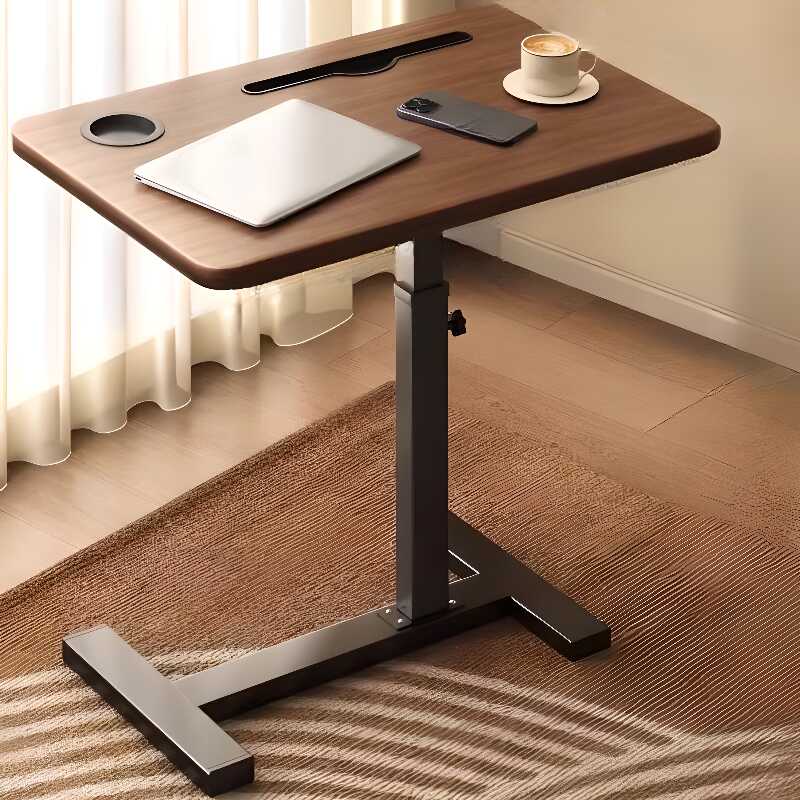 Casual Composite Wood Laptop Cart with Adaptable Height, Swivel Wheels, and Tilt