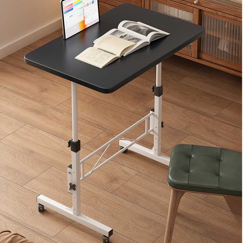 Casual Composite Wood Laptop Cart with Pop Up Foldable Design, Lifting Airlift, and Swivel Wheels