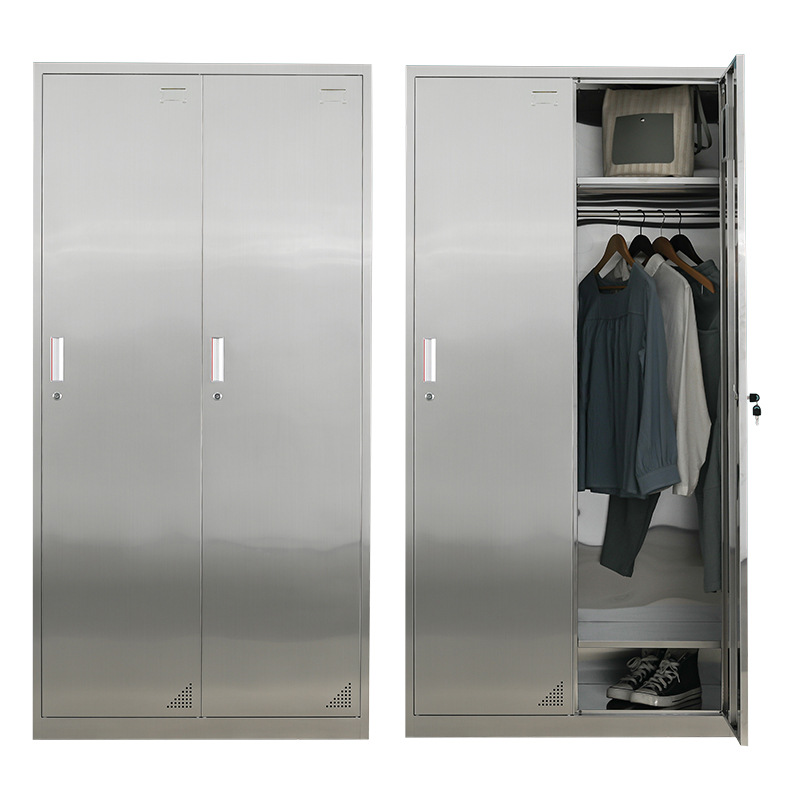 Metallic Stainless Steel 4-layer/2-layer/5 Tiers Employee Lockers with Shoe Storage, Ventilated Doors, 10 or More/Nine/Eight Compartments, 3-Wide/2-Wide