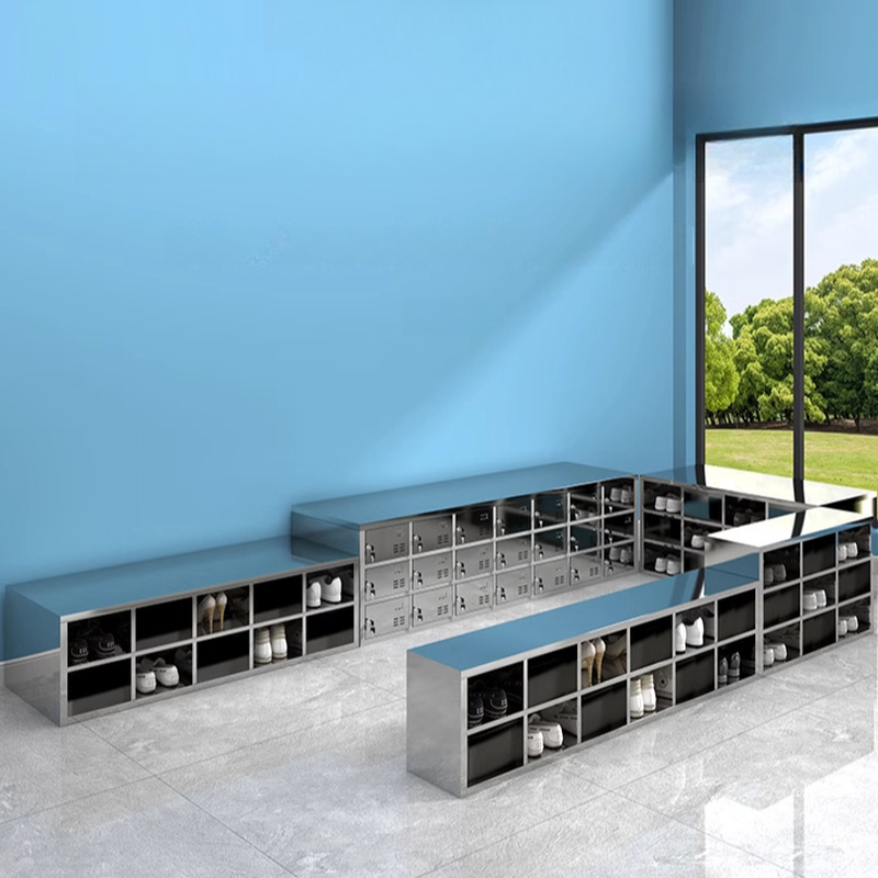 Metallic Stainless Steel 3-layer/2-layer Employee Lockers with Installation Required, Partial Assembly, Shoe Storage, and Open Face Door