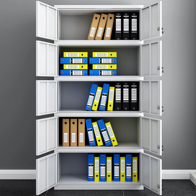 Light Gray Modish Steel Home Lockers with Installation Required, Partial Assembly, Key Locking Mechanism, and Five Compartments