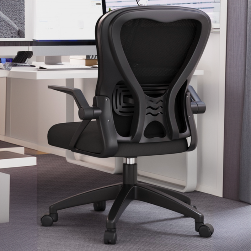 Grey/Midnight Black Upholstered Office Chairs with Armrest, Swivel, Lumbar Support, Flip-Up Armrest, Headrest