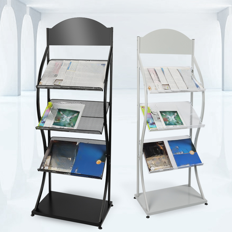 Simple Independent Metal Magazine Holder with Shelves, 15 in & Above L & 10 in & Above H