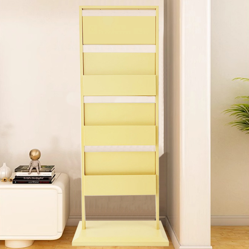 Art Deco Lavish Metal Magazine Rack with Shelves and Pocket, 15 in & Above Length, 10 in & Above Height