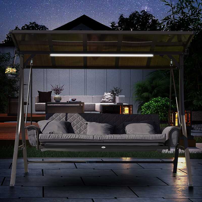 Steel Porch Swing with Stand Featuring Canopy and Stand