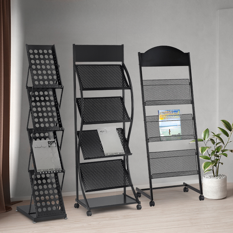 Art Deco Metal Magazine Rack with Shelves, 15 in & Above Length, 10 in & Above Height, and Standalone Design