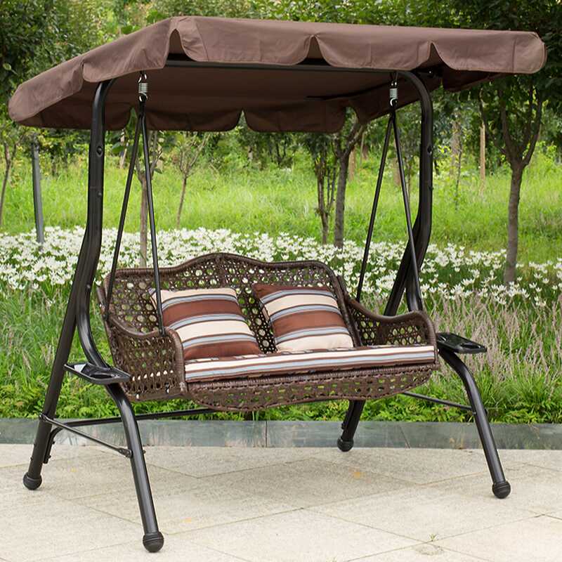 Alloy Porch Swing with Stand for 3/Seating for 2, Upholstered with Canopy and Stand