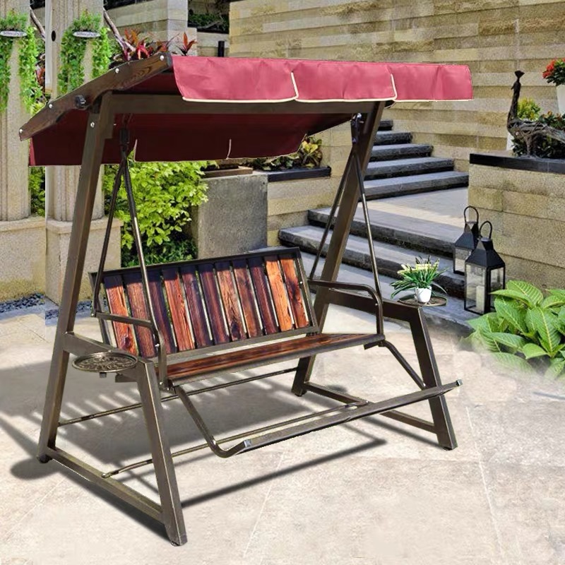 Sepia/Gunmetal Porch Swing with Stand for 3 Steel with Canopy and Stand