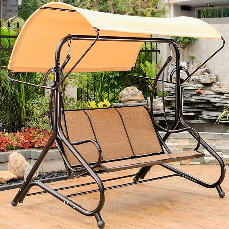 Porch Swing with Stand for 3/Seating for 2, Alloy Frame, Canopy and Stand Included
