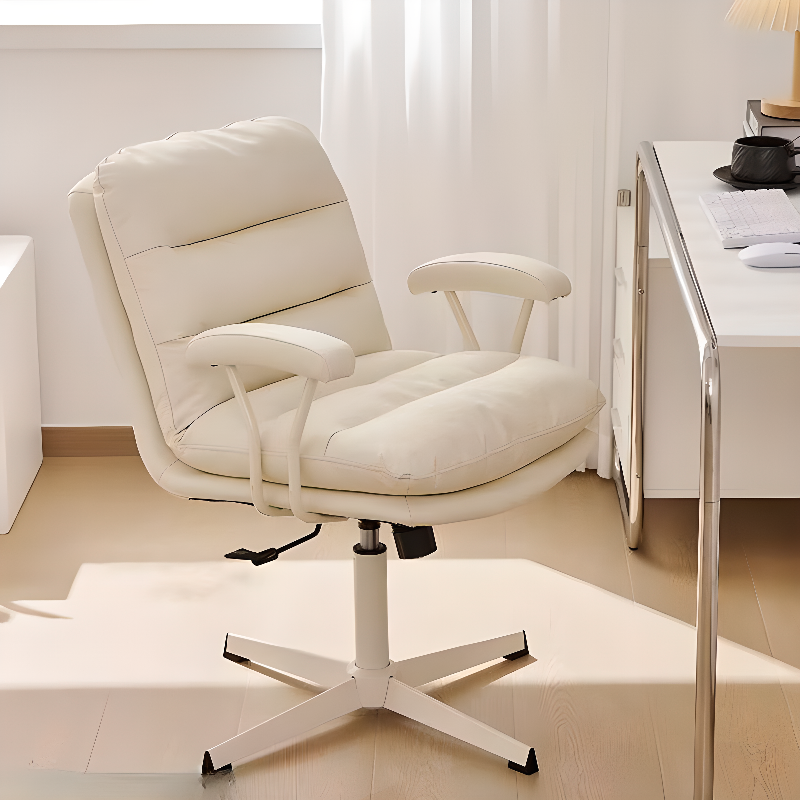 Simplistic Ergonomic Tilt Available Amber Colour/Dove Grey/Cream Tanned Hide Study Chair with Arms and Caster Wheels