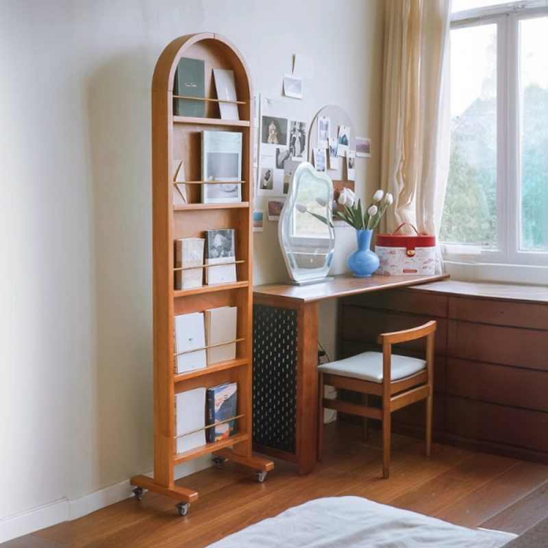 Art Deco Natural Wood Magazine Rack with Shelves, Standalone, 15 in & Above Length, 10 in & Above Height