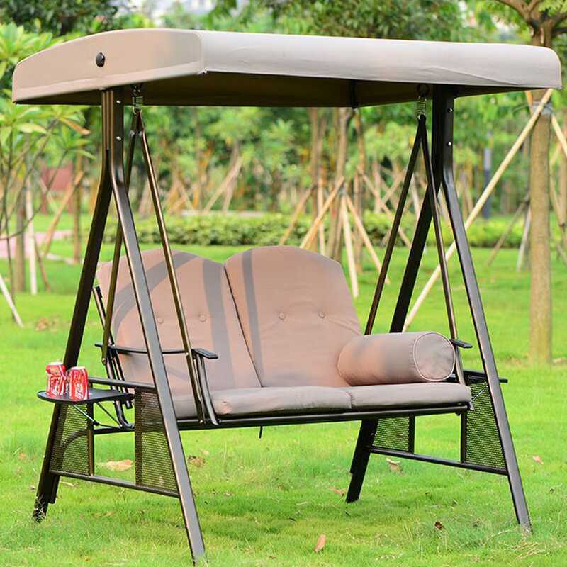 Porch Swing with Stand Seating for 2/for 3/4 People Aluminum Upholstered with Canopy and Stand
