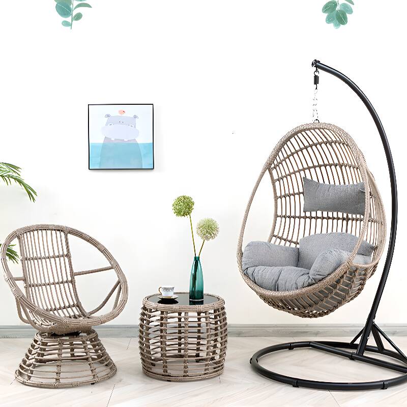 Alloy Porch Swing with Stand Including Upholstered Cushions and Chain