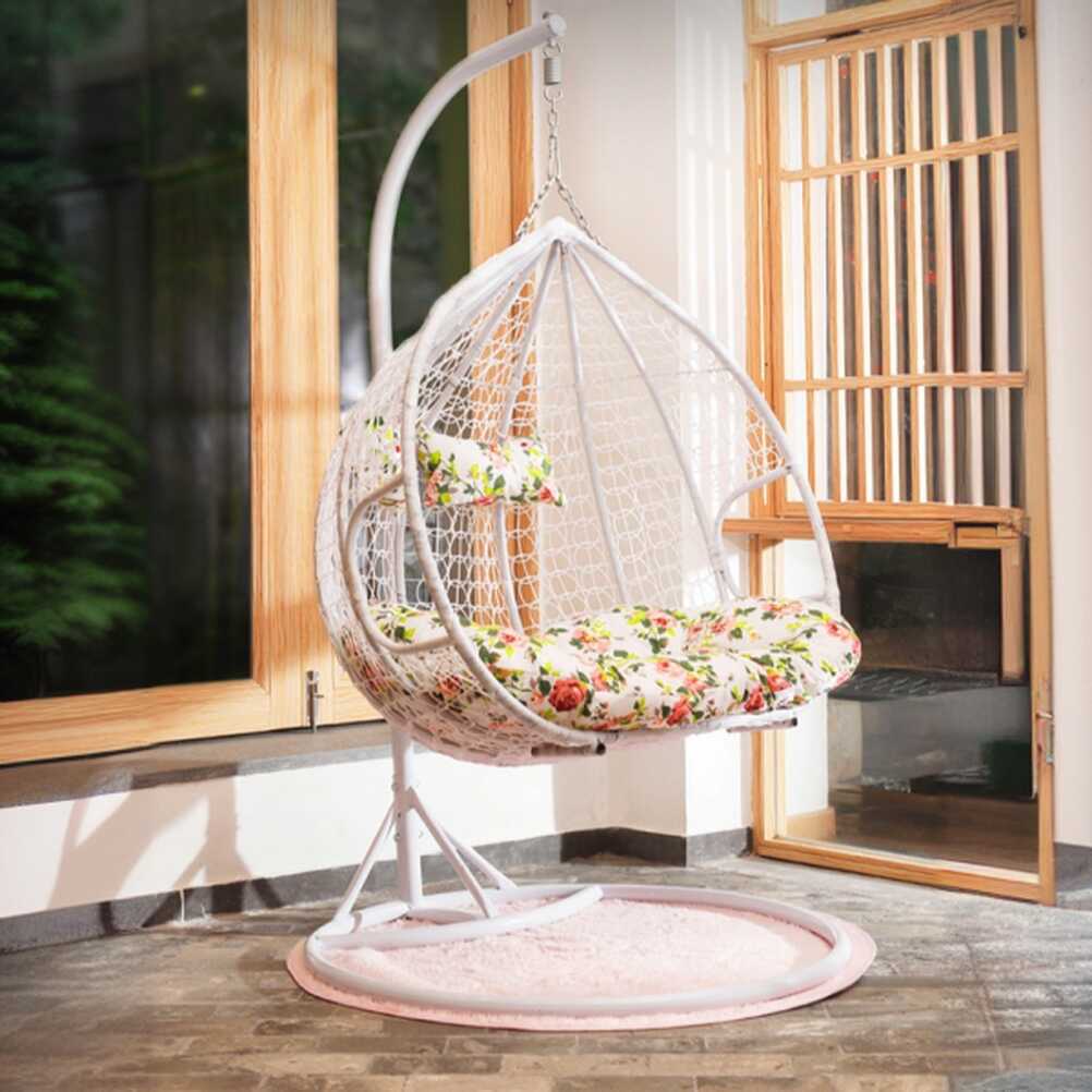 Tropical Sepia Porch Swing with Stand, Alloy Frame, Upholstered Cushions, Chain and Stand Included