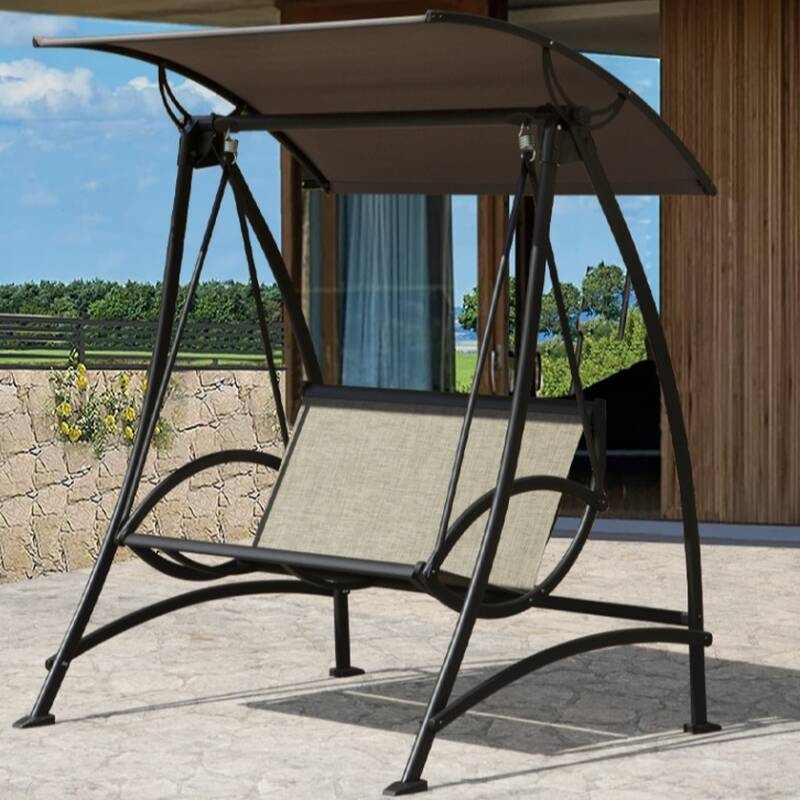 Porch Swing with Stand, Alloy Frame, Canopy and Stand Included