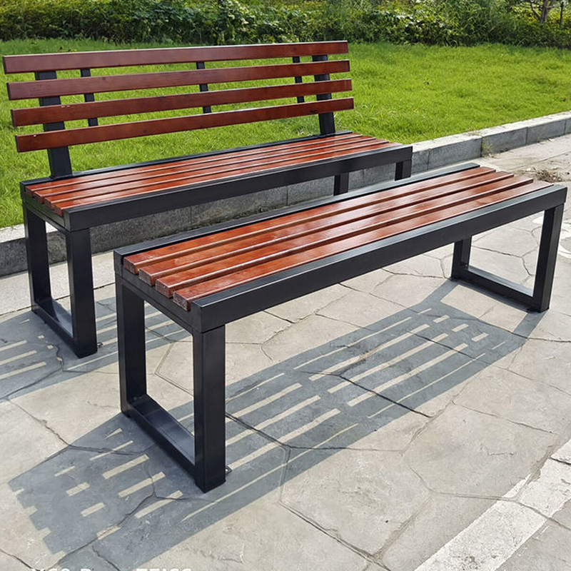 Simple Outdoor Bench with Engineered Wood in Sepia/Multicolour and Back