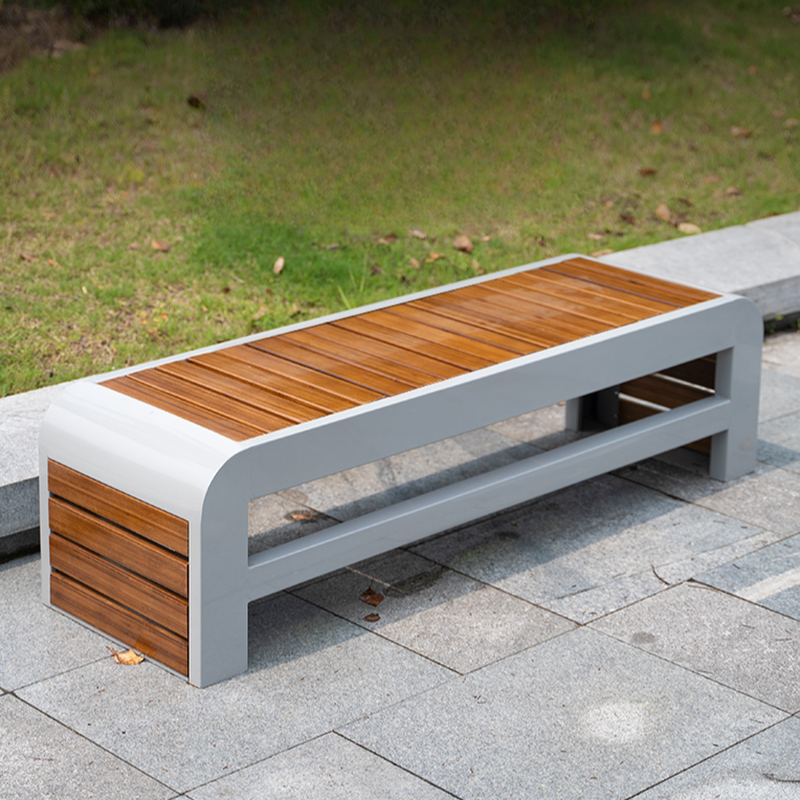 Simple Picnic Bench with Engineered Wood and White Frame