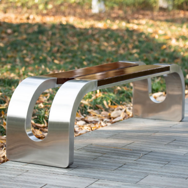 Simple Picnic Bench with Stainless Steel and Engineered Wood
