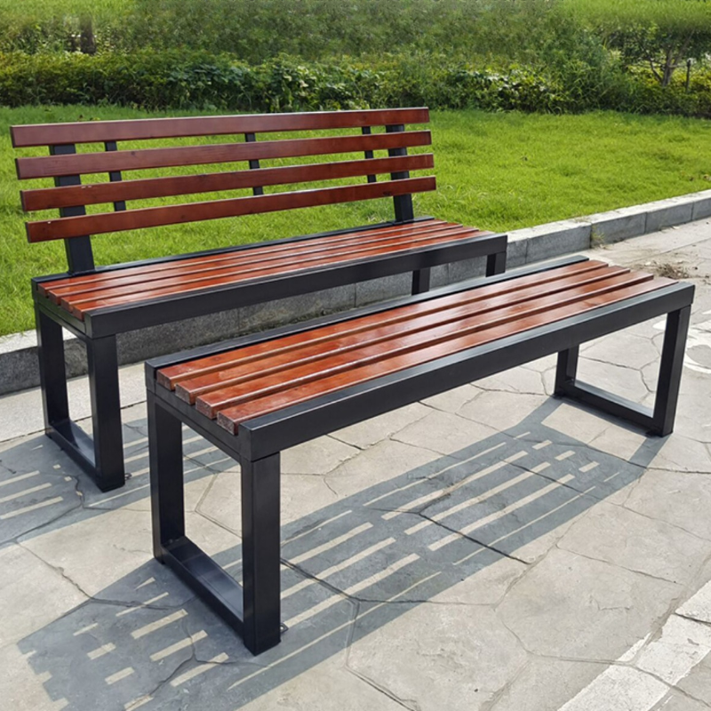 Simple Outdoor Bench with Sepia Engineered Wood and Back