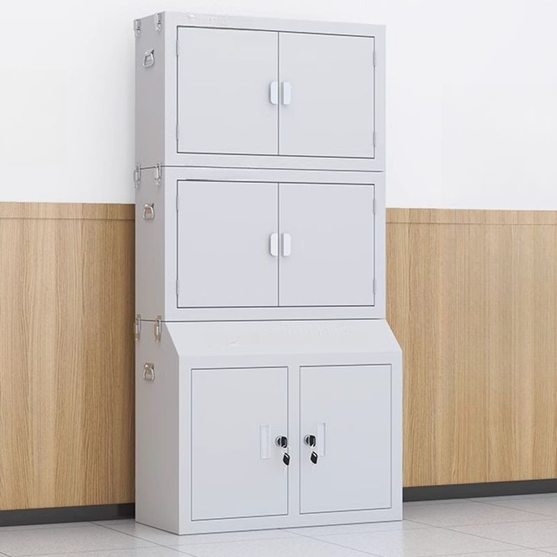 White Contemporary 4-layer/3-tier Cell Phone Lockers with Eight Compartments/Six Compartments, 2-Wide, Lock, and Name & Number Plate