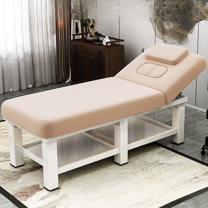 Massage Bed with Stainless Steel Rectangular Trestle Base and 1 Chair