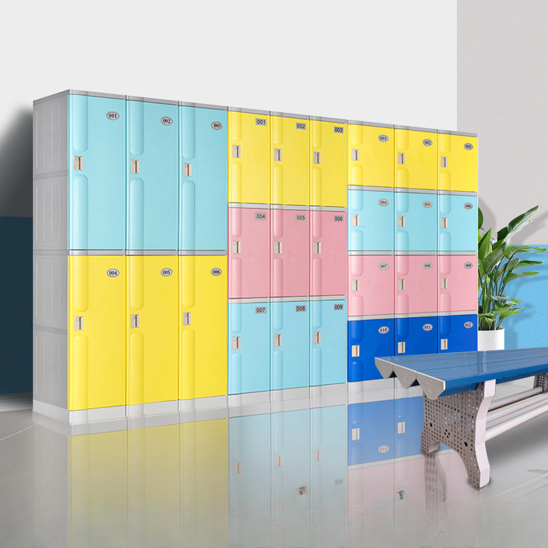 White Simple Polymer School Lockers with Sturdy Lockable Doors and Name & Number Plate, Includes Locker Base