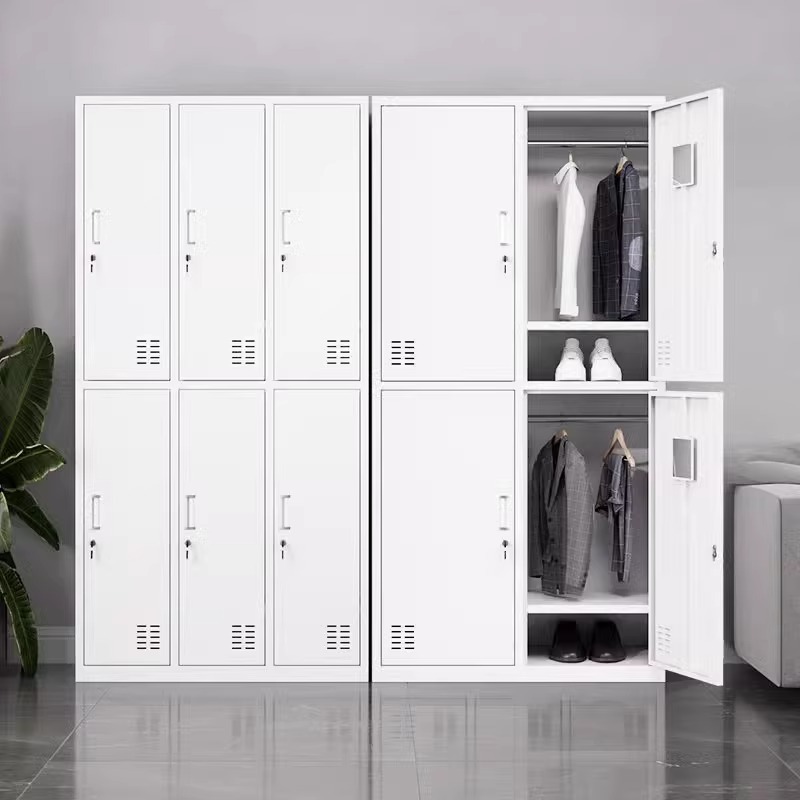 White Contemporary Gym & Locker Room Lockers with Installation Required, Partial Assembly, Shoe Storage, Ventilated Doors, 3-Wide/4-Wide Compartments