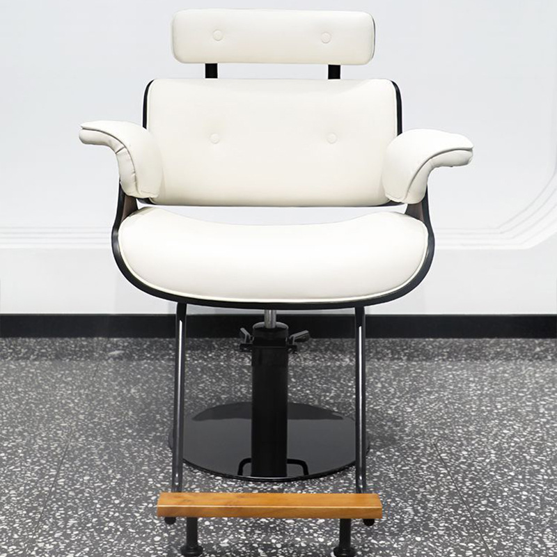 L-Shape Adjustable Ergonomic Solid Colour Synthetic Leather Styling Chair with Solid Back