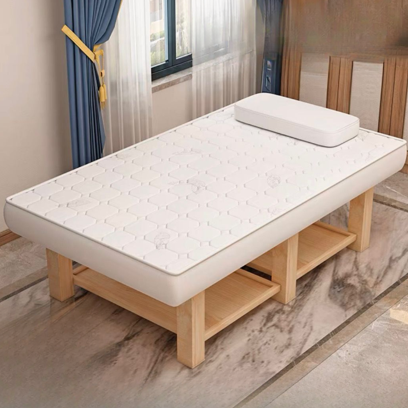 Massage Bed with Fixed Height, Pine Wood Rectangular Trestle Base