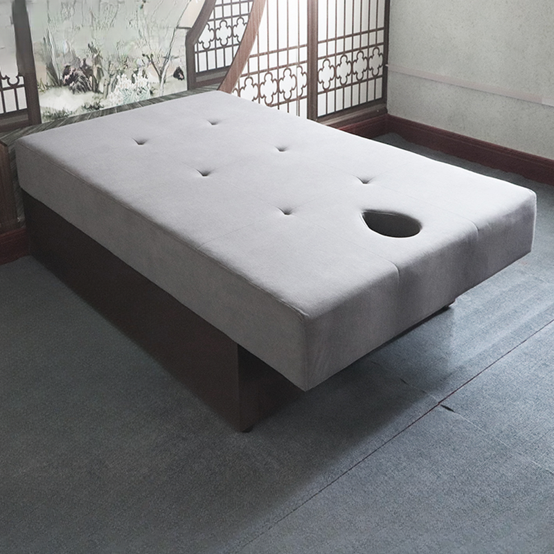 Light Gray Rectangular Timber Massage Bed with Fixed Height