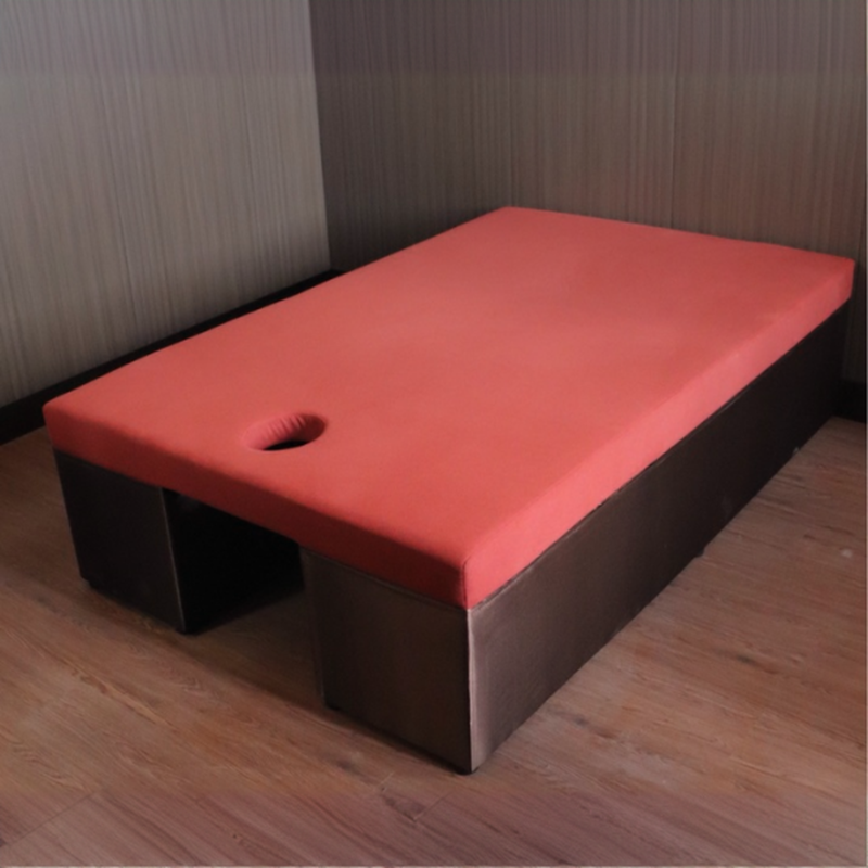 Rectangular Fixed Height Massage Bed with Natural Wood Base